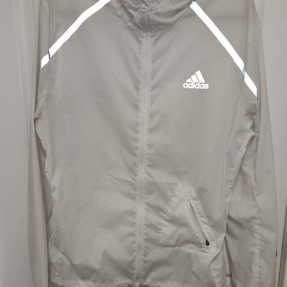 Adidas Marathon Running Jacket Reflective Water White Mens Size Medium - Picture 1 of 5